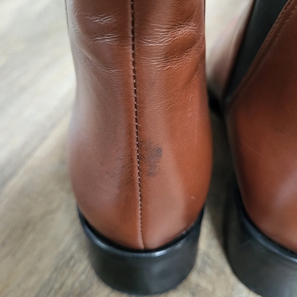 FABIANELLI Pointed Toe Women's Ankle Leather Boots Chelsea Booties Size 8 Brown - Picture 9 of 10